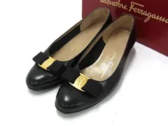 Salvatore Ferragamo フェラガモ ヴァラリボン レザー パンプス 表記サイズ 6 1/2 (約23.5cm) 靴 シューズ ブラック系 DL4749