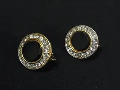 NINA RICCI ニナリッチ ラインストーン クリップ式 イヤリング アクセサリー レディース ゴールド系×ブラック系 DL4709