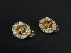 GIVENCHY ジバンシィ ヴィンテージ ラインストーン クリップ式 イヤリング アクセサリー レディース ゴールド系×シルバー系 DL3542