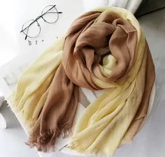 【ライトイエロー×カーキ】大判 ストール レディース 春 夏 秋 薄手 グラデーション ショール 冷房対策 紫外線対策 寒さ対策 巻き物 おしゃれ かわいい