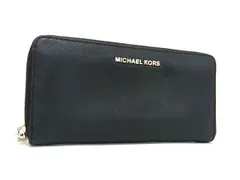 ■美品■ MICHAEL KORS マイケルコース レザー ラウンドファスナー 長財布 ウォレット 小銭入れ 札入れ カード入れ ブラック系 DL3818