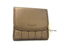 ■新品同様■ COMME ÇA DU MODE コムサ デ モード レザー 二つ折り  財布 ウォレット 小銭入れ 札入れ カード入れ ブラウン系 DL3822