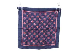 ■極美品■ ChristianDior クリスチャンディオール シルク100% スカーフ ハンカチーフ ポケットチーフ レディース ネイビー系 DK9303