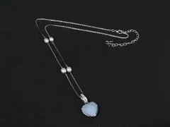 ■美品■ WEDGWOOD ウェッジウッド ラインストーン パール ハート ネックレス ペンダント アクセサリー シルバー系 DL0367