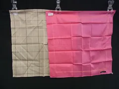 ■極美品■ BURBERRY バーバリー コットン100% チェック柄 ハンカチーフ ポケットチーフ 2点セット ピンク系×ベージュ系 DL0887