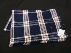 ■美品■ RALPH LAUREN ラルフローレン コットン100％ チェック柄 ブランケット ひざ掛け メンズ レディース ネイビー系 DK1563