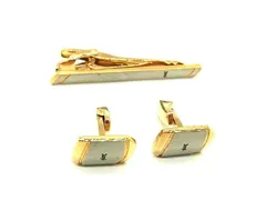 ■美品■ YVESSAINTLAURENT イヴサンローラン ヴィンテージ カフスボタン ネクタイピン アクセサリー 2点セット ゴールド系 DK6918