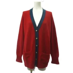 シャネル CHANEL カーディガン ココマーク 長袖 カシミヤ100 レッド 赤 38