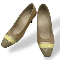 新品未使用　asics　アシックス　GIRO ジロー　パンプス　ハイヒール　レザー　バイカラー　ベージュ系　22.5cm 22 1/2