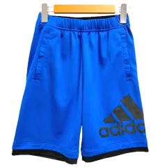 アディダス adidas パンツ ハーフパンツ ウエストゴム ワンポイント ロゴ プリント 150 青 ブルー 男の子