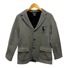 ポロ バイ ラルフローレン Polo by Ralph Lauren テーラードジャケット ブレザー シングル 長袖 ロゴ刺繍 L グレー