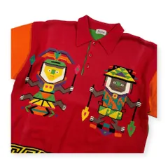 希少 FICCE YOSHIYUKI KONISHI フィッチェ ヨシユキコニシ マルチデザイン 半袖 ポロ コットンニット セーター /ビンテージ