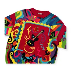 希少 FICCE YOSHIYUKI KONISHI フィッチェ ヨシユキコニシ 3D デザイン 半袖 コットンニット セーター /マルチ/ビンテージ