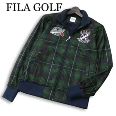 【美品】FILA GOLF フィラ ゴルフ 秋冬 裏フリース★ タータンチェック トラック ジャケット ブルゾン Sz.M メンズ