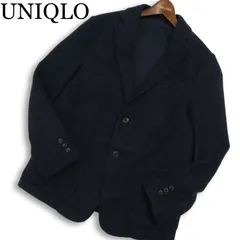UNIQLO ユニクロ 秋冬★ ウール ブレンド ニット テーラード ジャケット Sz.L メンズ 紺 ネイビー