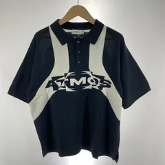 【中古】ATMOS Knit Polo Shirt サイズL 白×黒 アトモス[91]のサムネイル