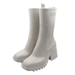 クロエ オフホワイト ラバー ミドル レインブーツ 35