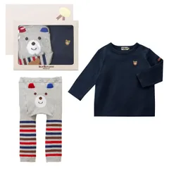 新品 [MIKIHOUSE HOT BISCUITS] [ミキハウス ホットビスケッツ] Tシャツ＆スパッツギフトセット 男の子 女の子 ベビー キッズ 子供服 出産祝い ベビーギフト 【BOX付き】 74-9905-684
