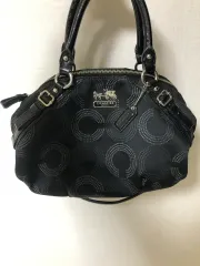 COACH ブラック シグネチャー パターン トートバッグ ショルダーバッグ