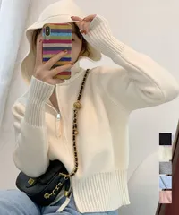 ダブルジップリブニットカーディガン