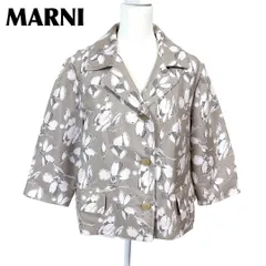 【美品】 MARNI 七分袖コットンワイドジャケット 44 グレー シルク混