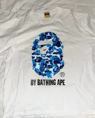 A BATHING APE カモフラ Tシャツ 白 ブルー L