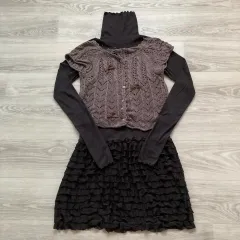 レイヤードニット BEST + タートルネック ティアード ONE PIECE セット