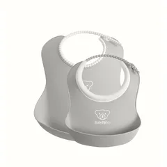 [ベビービョルン] ベビー スタイ 2サイズセット グレー 成長に合わせた2サイズ 首回り無段階調整可能 わずか66gの超軽量設計 (シリコン不使用)