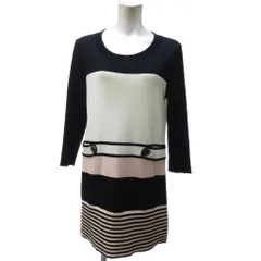 クレージュ courreges ボーダー柄 ニット ワンピース 長袖 ひざ丈 マルチカラー 40 約L IBO79