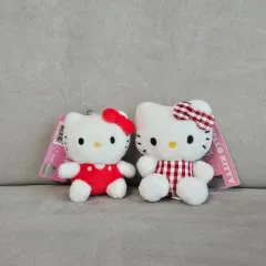 2種まとめ ハローキティ バッグホルダー ぬいぐるみ キティ キーホルダー セット (レッド レッドCHECK)