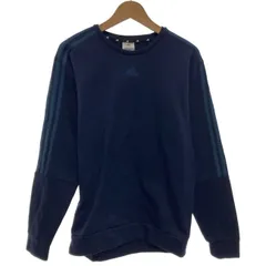 adidas　スウェット　長袖　トレーナー　トップス　クルーネック　裏起毛　トラックライン　ワンポイント　スリーストライプ　プリント　スポーツ　古着