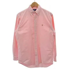 RALPH LAUREN　プレーンシャツ　長袖　トップス　ボタンダウン　無地　ワンポイント　スモールポニー　刺しゅう　古着