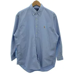 RALPH LAUREN　プレーンシャツ　長袖　トップス　ボタンダウン　無地　ワンポイント　スモールポニー　刺しゅう　古着