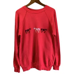 Hanes Her Way　スウェット　90s vintage　90年代　OLD　長袖　トップス　裏起毛　プリント　アニマル　牛　USA製　古着