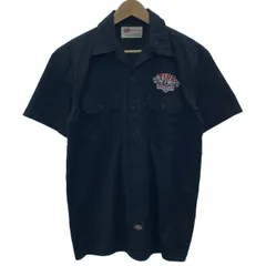 Dickies　ワークシャツ　半袖　トップス　レギュラーカラー　胸ポケット　プリント　ストリート　古着