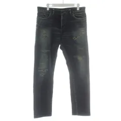 エイチエル エディー ルーヴ HL HEDDIE LOVU デニムパンツ ジーンズ スキニー ダメージ加工 ボタンフライ 34 インディゴ 紺 ネイビー /XZ ■GY03