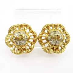 ニナリッチ NINA RICCI ロゴ イヤリング ラインストーン ゴールドカラー ■GY99