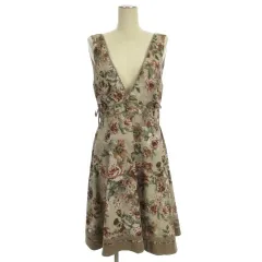 アクシーズファム axes femme ジャンパー スカート 花柄 レース グレージュ系 M 250904E