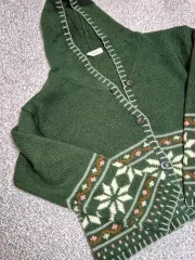 ノルディック フー ド ニット カーディガン グリーン