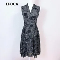 【美品】エポカ Aラインフレア ノースリーブワンピース 花柄プリーツ 36