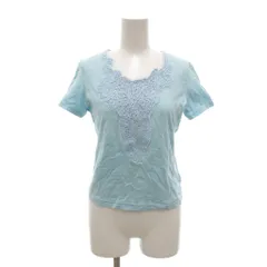 ジバンシィ GIVENCHY 美品 Tシャツ カットソー M 水色 半袖 Vネック レース装飾 972-57420 /NL ■GY06