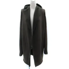 コムサイズム COMME CA ISM コート コーディガン ロング丈 前開き フード付き L モスグリーン /SM11