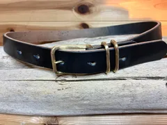 レザーベルト　ブラック　真鍮バックル　ハンドメイド