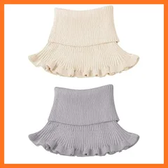 【新品】 [LeafIn] ニット付け襟 レディース ネックカバー タートル付け襟 タートルネック ニット 付け襟 暖か 防寒 保温 ネックウォーマー ハイネック 冬 (2点（ベージュ+グレー）) 1