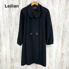美品 Leilian レリアン アンゴラブレンド ウール100% フリルカラー Aライン ロングコート ブラックのサムネイル