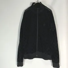 FRED PERRY トラックジャケット　ベロア　オールブラック　チェック柄