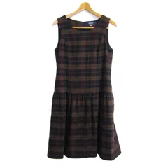 エムズグレイシー ワンピース トップス ノースリーブ チェック柄 日本製 レディース 40サイズ ブラウン M'S GRACY 【中古】
