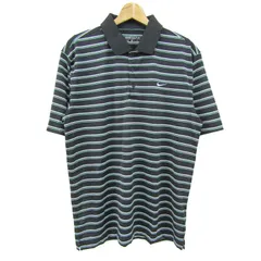 ナイキゴルフ ポロシャツ 半袖 大きいサイズ スポーツウエア トップス 黒 白 メンズ XLサイズ ブラック×ホワイト NIKE GOLF 【中古】