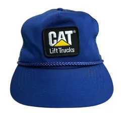【キャップ/帽子】80-90s CAT Lift Trucks (キャタピラー)　ビンテージ メッシュキャップ ワッペン 企業物　企業ロゴ　ブルー 青 ブラック 黒