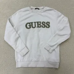M (部分汚れ) GUESS ビックロゴ アイボリー スウェット 0108T1